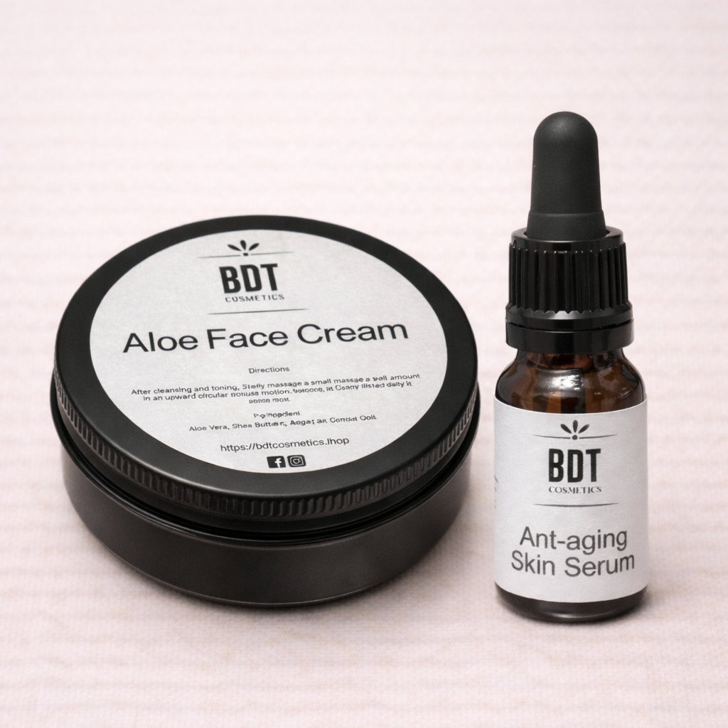 Skincare duo with our anti aging serum and aloe vera face cream